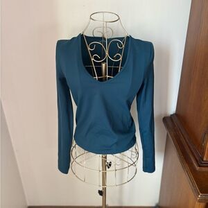 Abercrombie & Fitch Soft A&F Collection Long Sleeve V Neck Top Small Teal